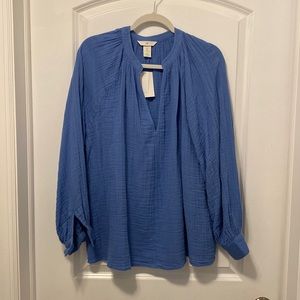 H&M  - Loose-fit blouse in double-weave - Large